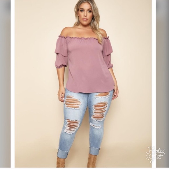 NEW PLUS [1X Left] Lavender Off-Shoulder top - Picture 3 of 8